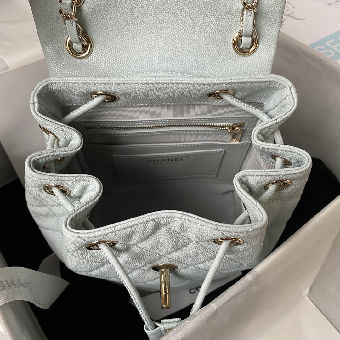 Caviar Leather Mini Backpack AS4058 Light Blue